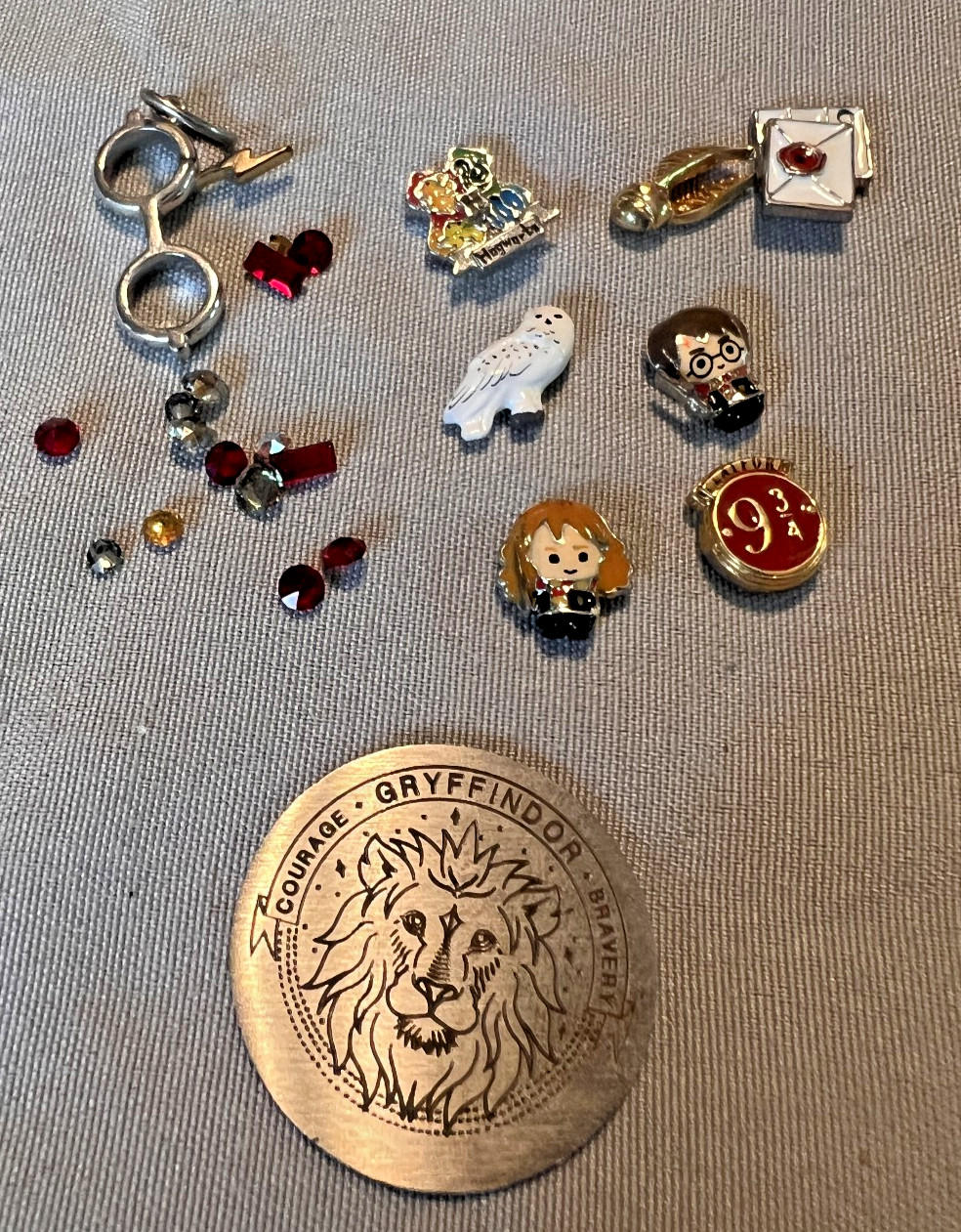 Origami Owl Harry Potter Lot of 7 Charms, 1 dangle char, 1 Locket, rhinestones