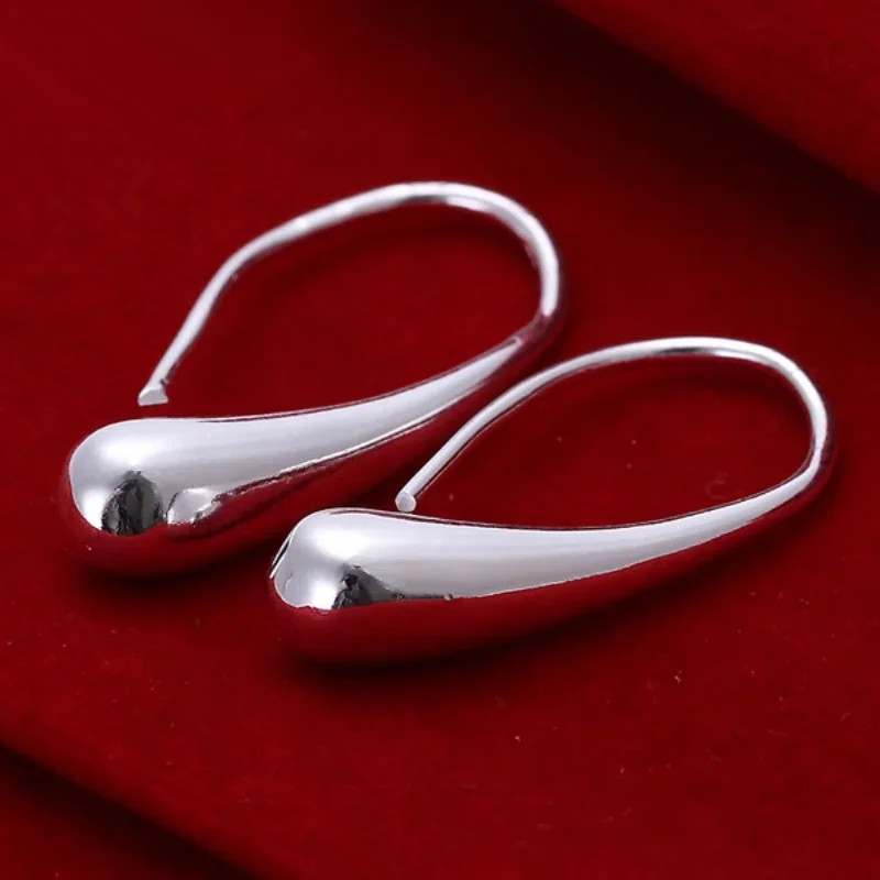 2-Pack 925 Sterling Silver Threaded Vertical Hook Earrings Teardrop Suspension –