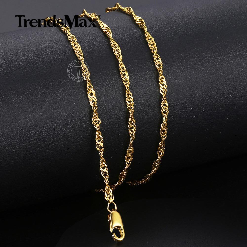 1/2/3/5Pcs 2MM Yellow Gold Filled Wave Twisted Link Chains Necklace 48CM/18.9In