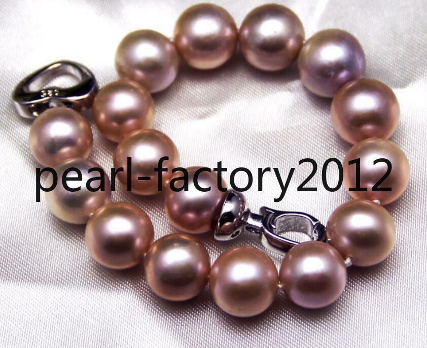 bracelet 7.5-8” 7-8mm 8-9mm 9-10mm South sea purple round pearl 925 silver