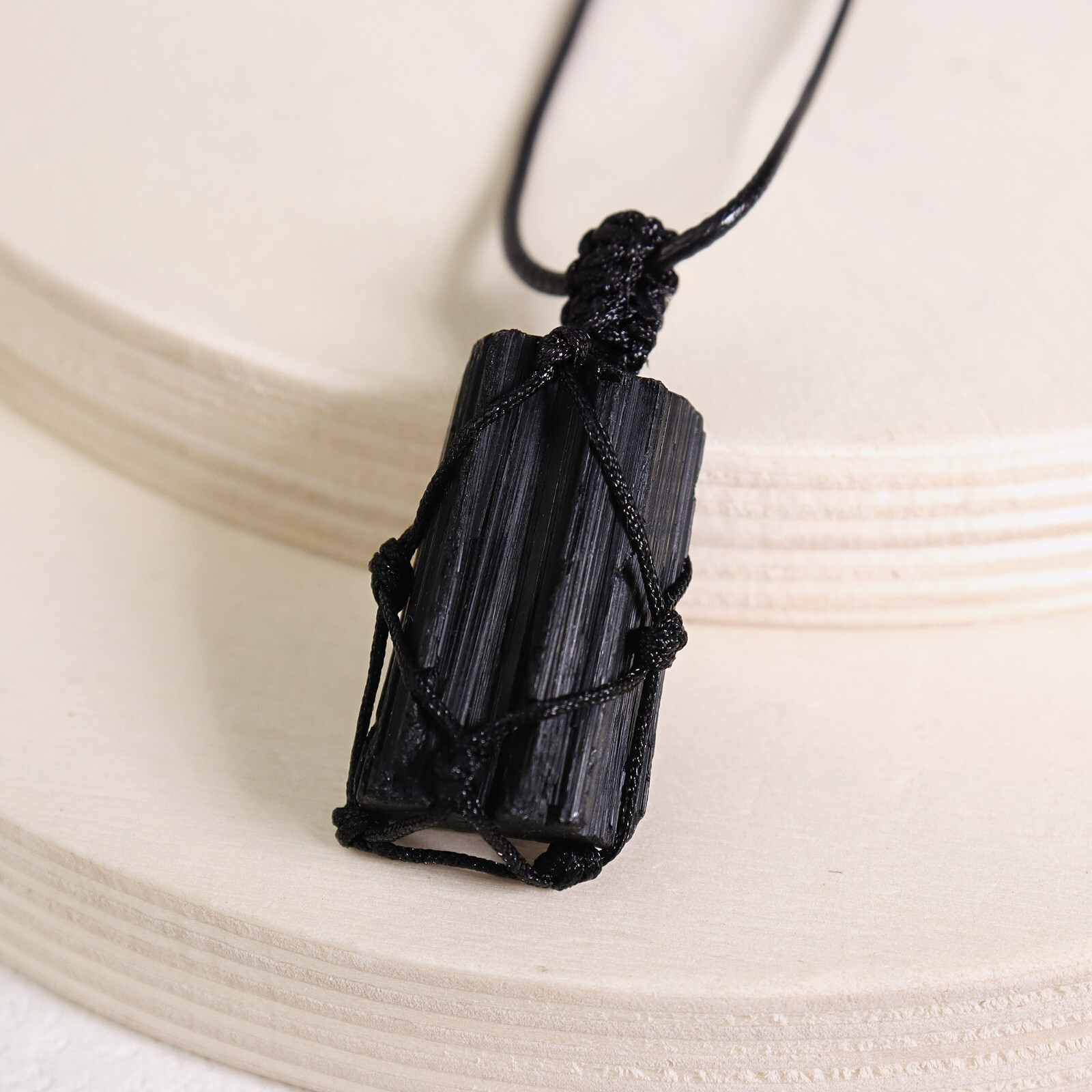 Rough Raw Black Tourmaline Wire Wrapped Pendant Women Men Stone Healing Necklace