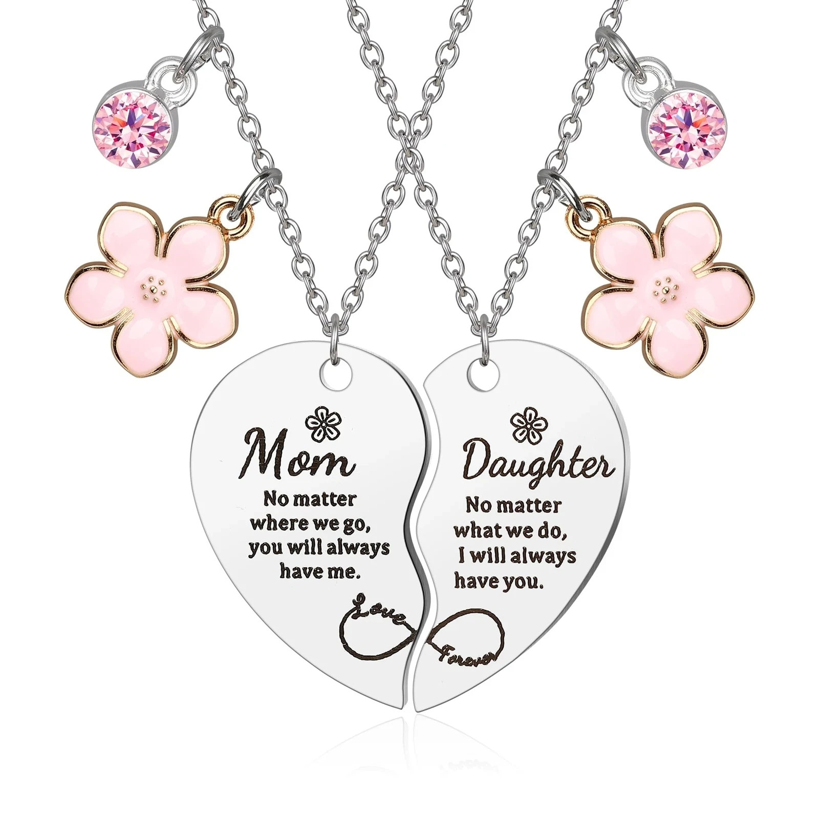 2 Piece Matching Mother Daughter Heart Necklace Set Love Reminder Lot of (25)