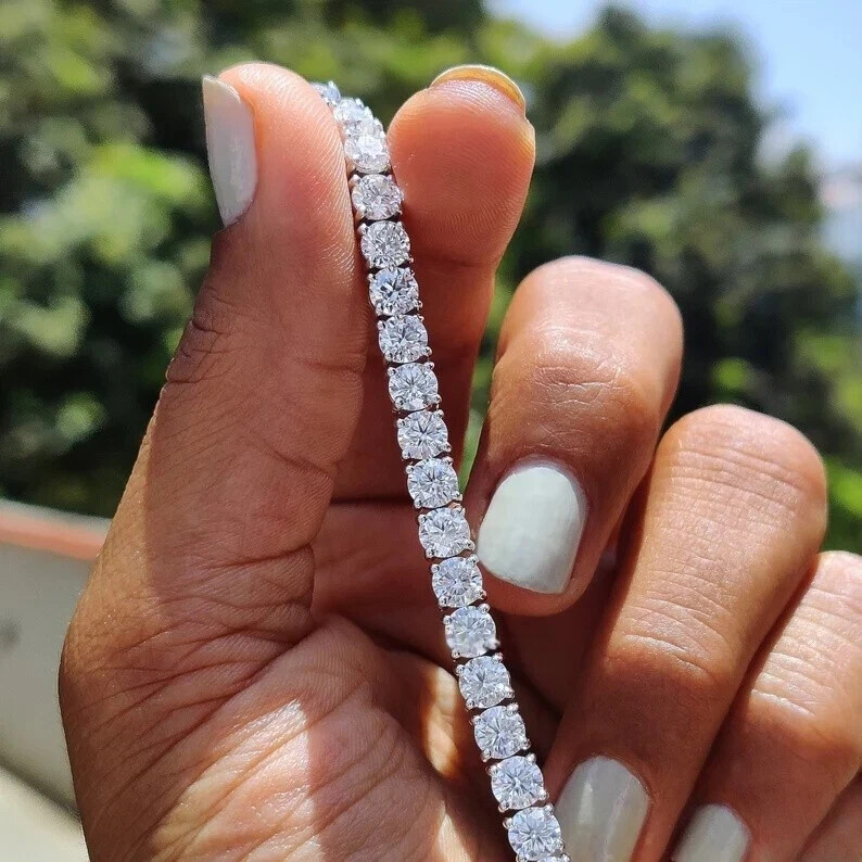 8.15 Ct Round Cut Simulated Diamond Pretty Tennis Bracelet 14K White Gold Plated