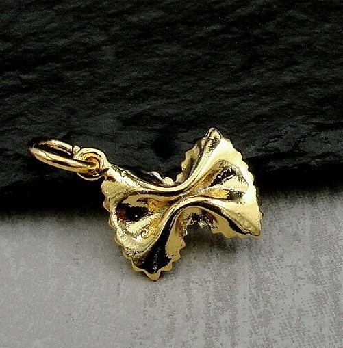 Gold Farfalle Pasta Charm – Food Cooking Noodle Pendant NEW