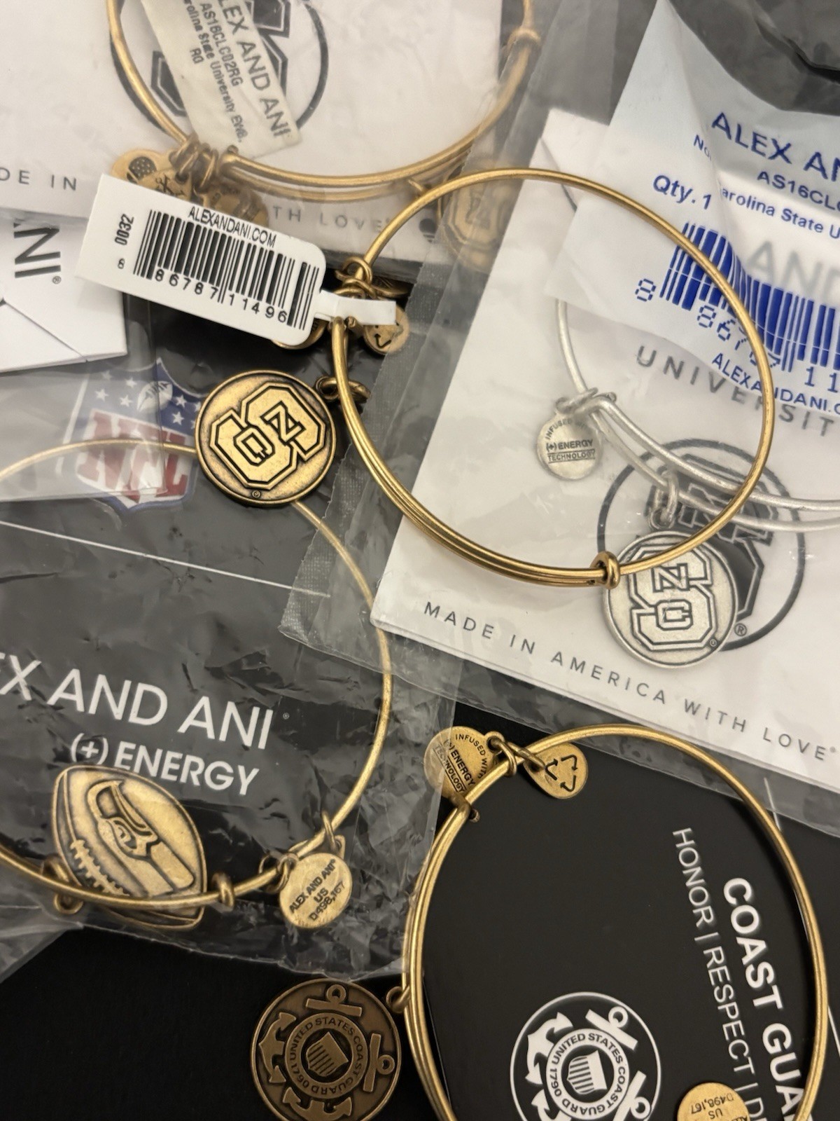 Alex and Ani 9pc NWT Mixed Lot Gold & Silver Tones Charm Bracelets