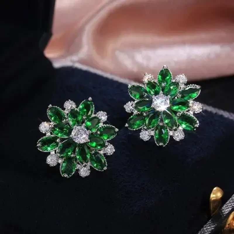 Cute Big AAAAA Bling Cubic Zirconia 925 Silver Needle Stud Earrings Fashionable