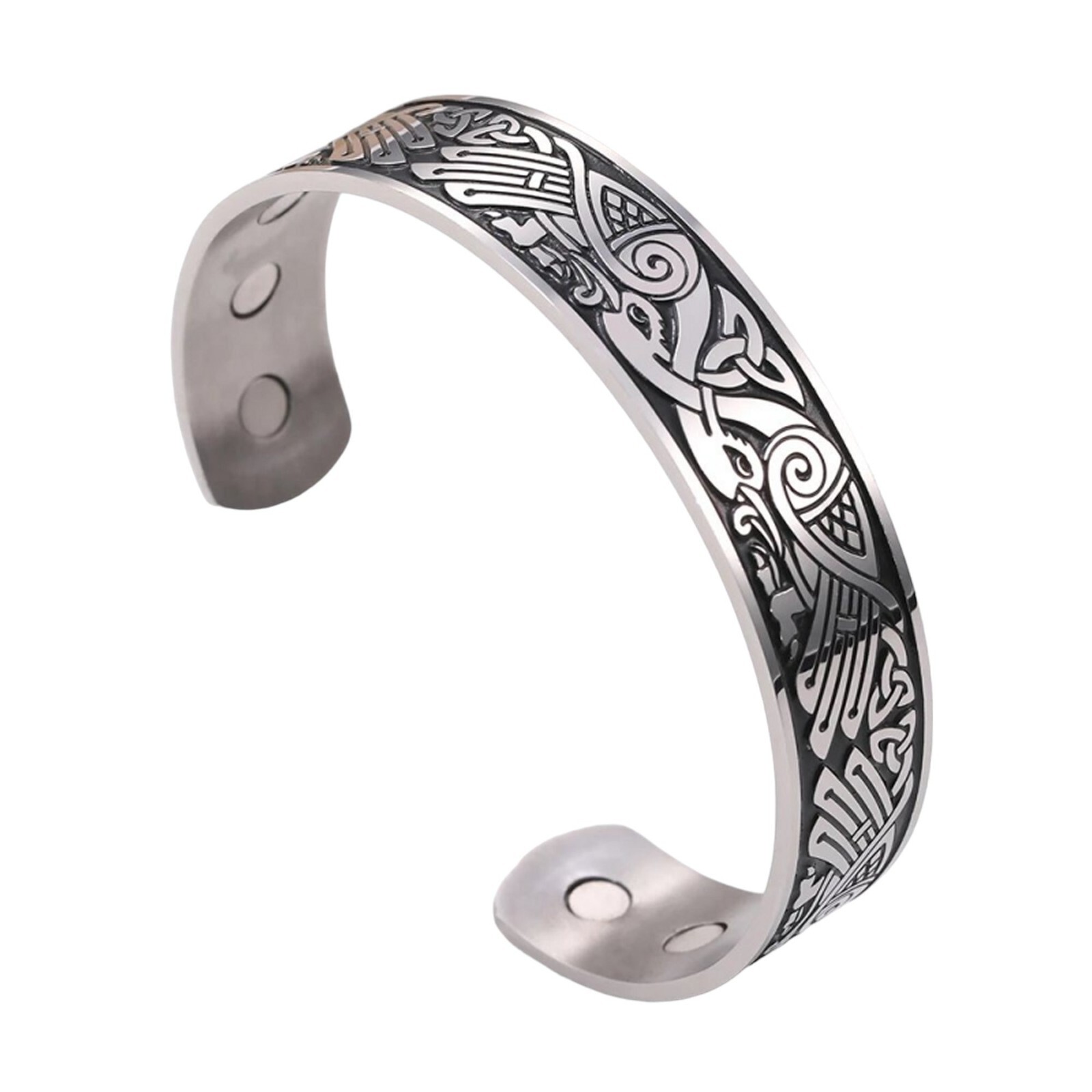 Celtic Falcon Bracelet Silver Stainless Steel Viking Norse Hawk Bird Cuff