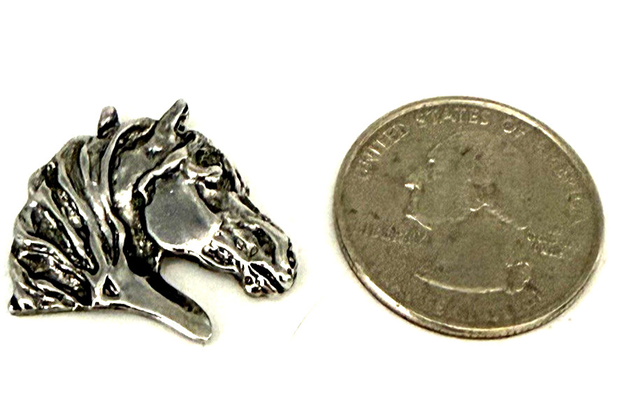Signed Beverly Zimmer .75″ Equestrian Horse Head Silver Tone Charm/ Pendant
