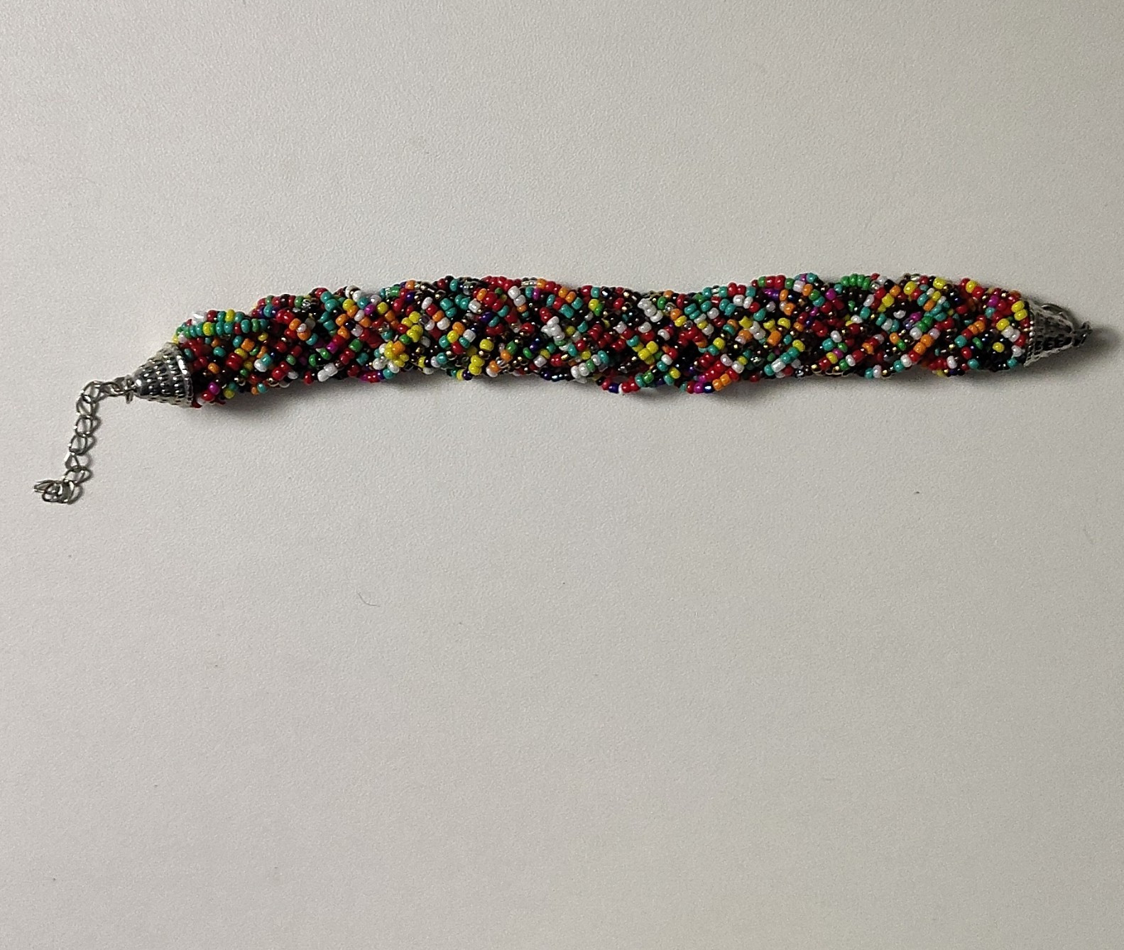 Multicolor Braided Seed Bead Beaded Bracelet w/ Lobster Clasp