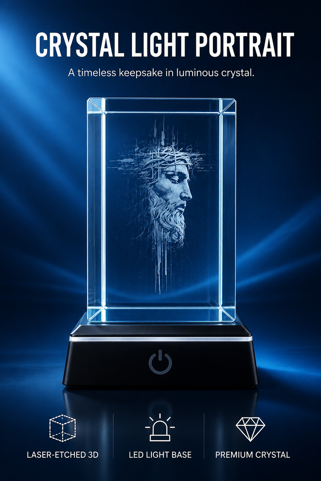 Crystal for Moms 3D engraved, your photo free LED light base