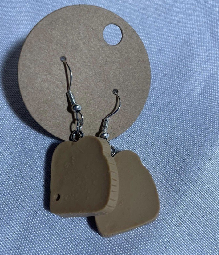 Happy Toast Earrings. Silver Dangle Earrings. Silicone Painted.