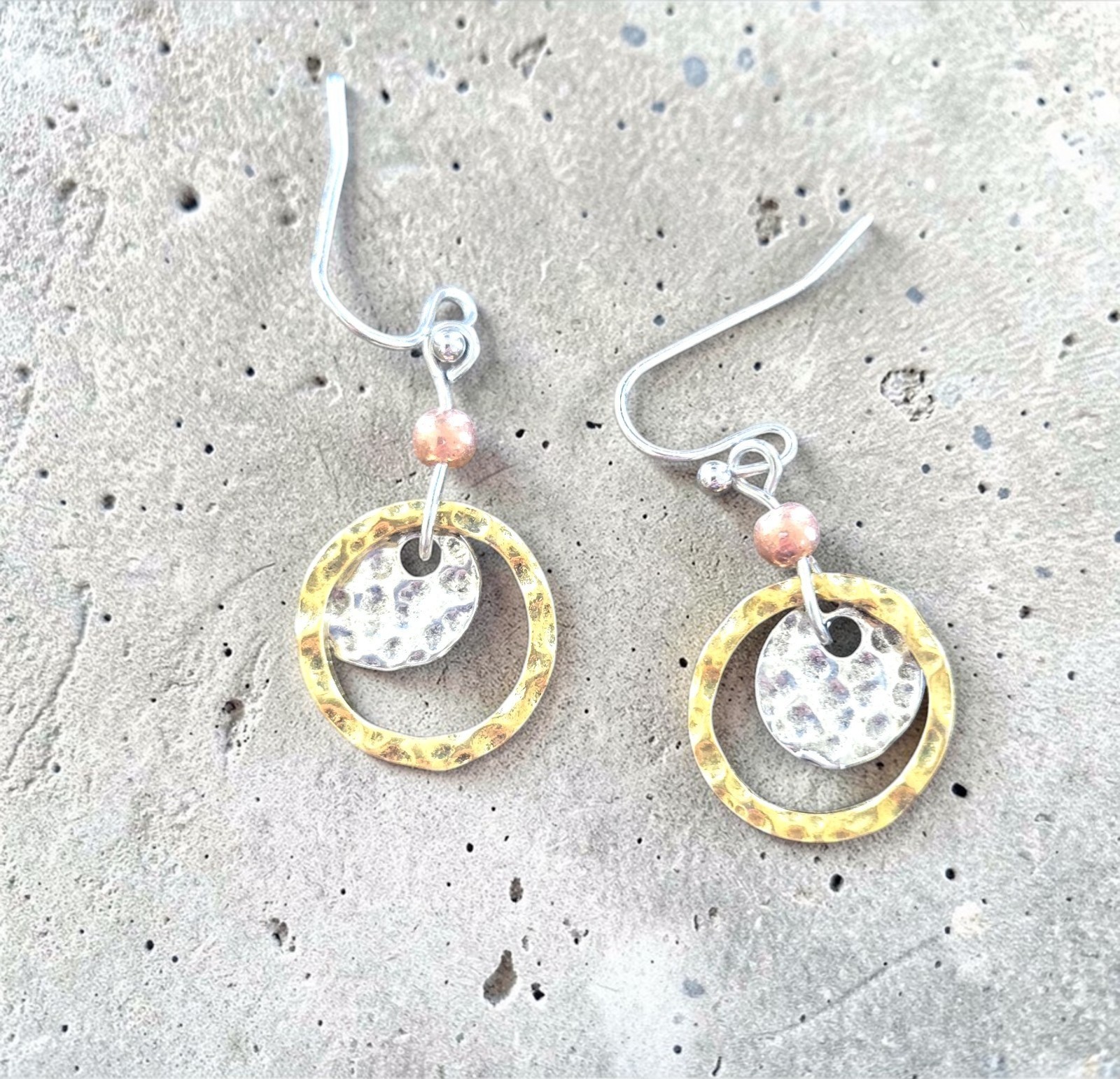 Tri Color Metal Hoop Dangle Earrings Next Day Shipping