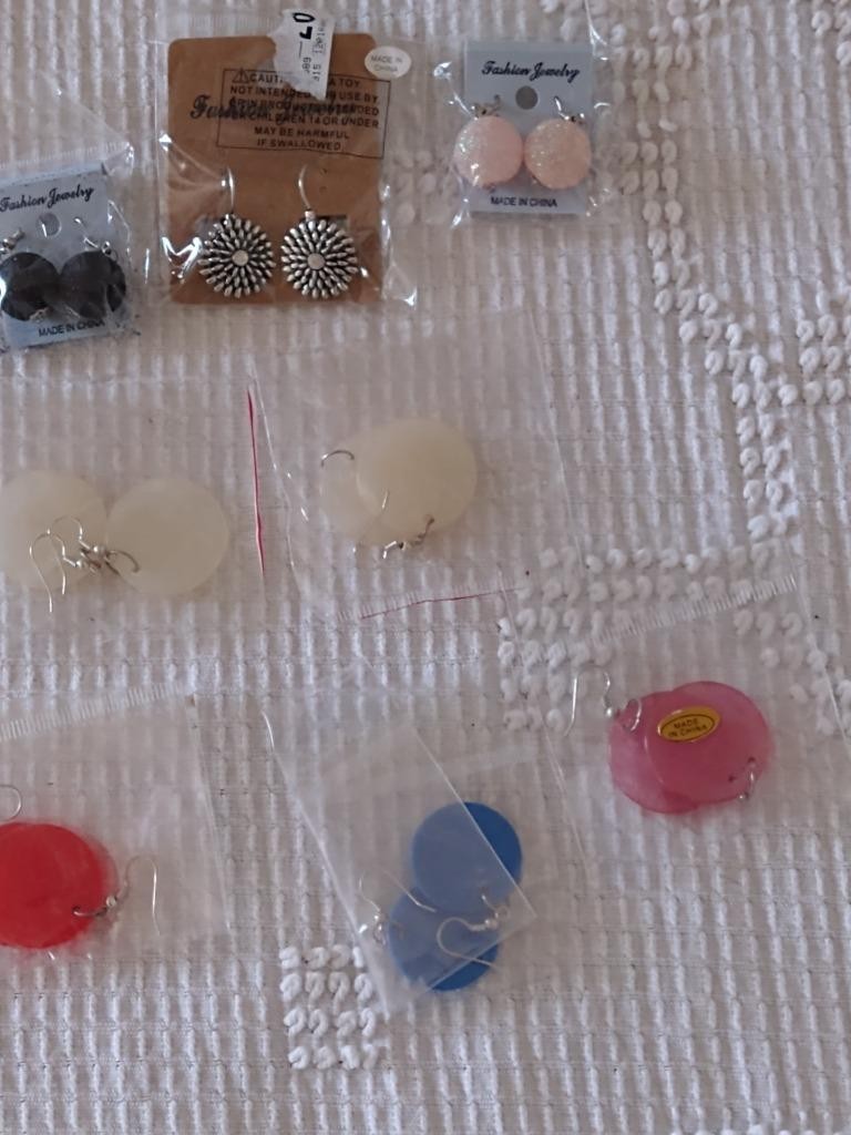 8 PAIR NEW COLORFUL EARRINGS~GEOMETRIC~ROUND DISC~GLITTER BALL~STARBURST