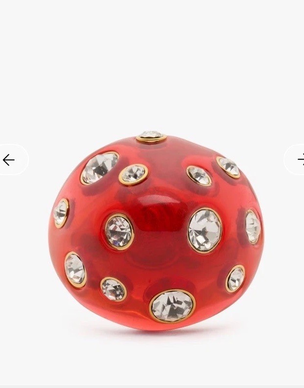 NWT Kate Spade New York Forest Pop Mushroom 12k Gold Plated CZ Crystal Ring Sz 8