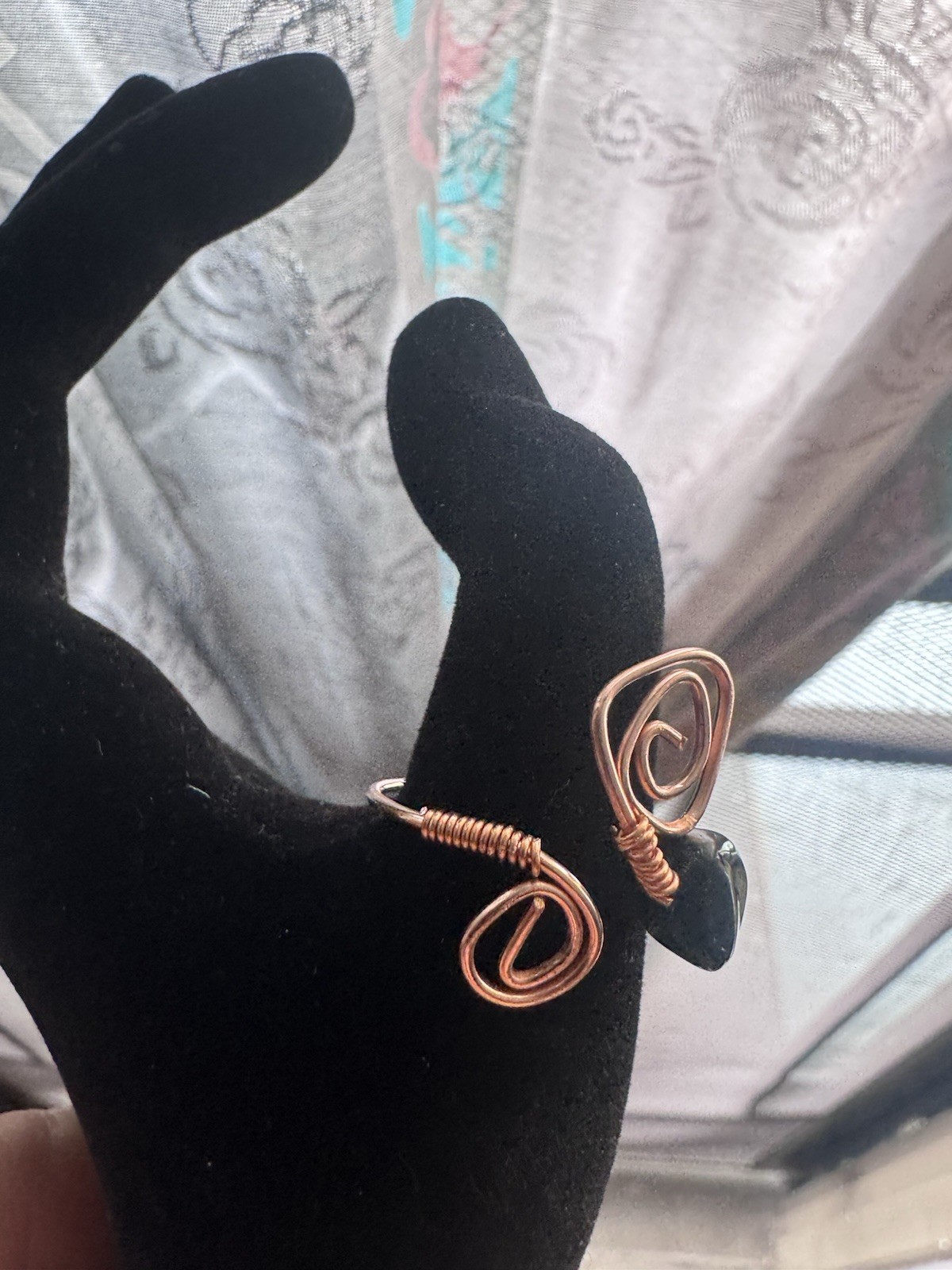 Copper Wire Wrap Swirl Spiral Band Ring, Adjustable Sizable, Bohemian