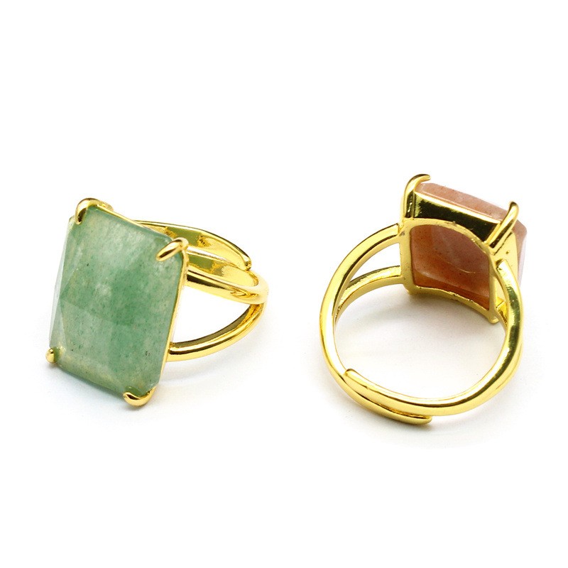 Rectangular Crystal Ring Fashion Healing Gemstone Ring for Women Jewelry Gifts