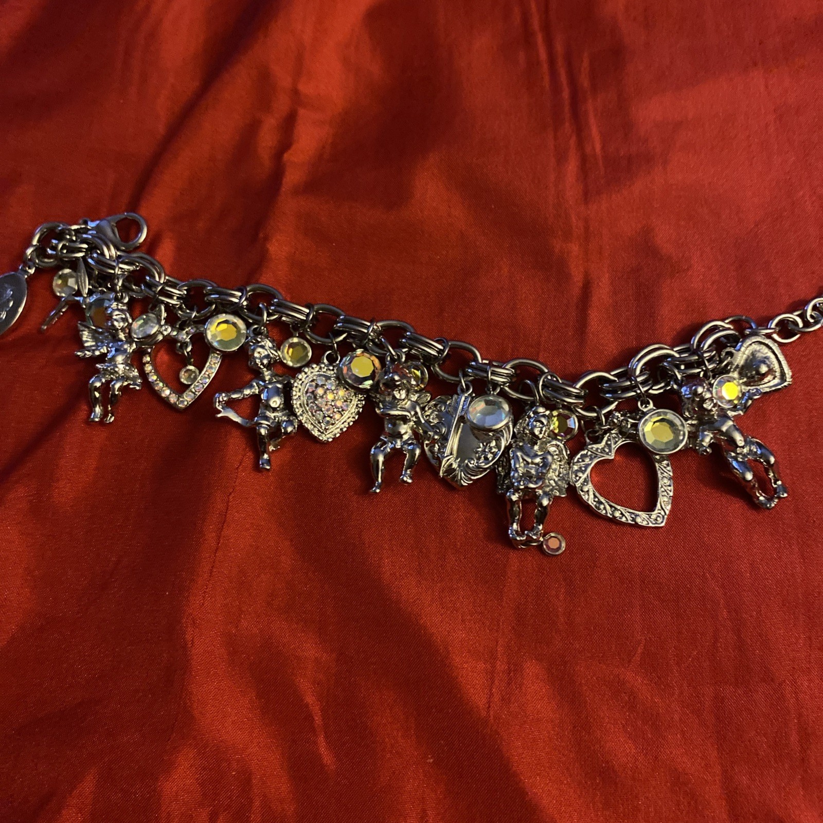 Kirk’s Folly Silver Tone Cherub Angel AB Charm Bracelet
