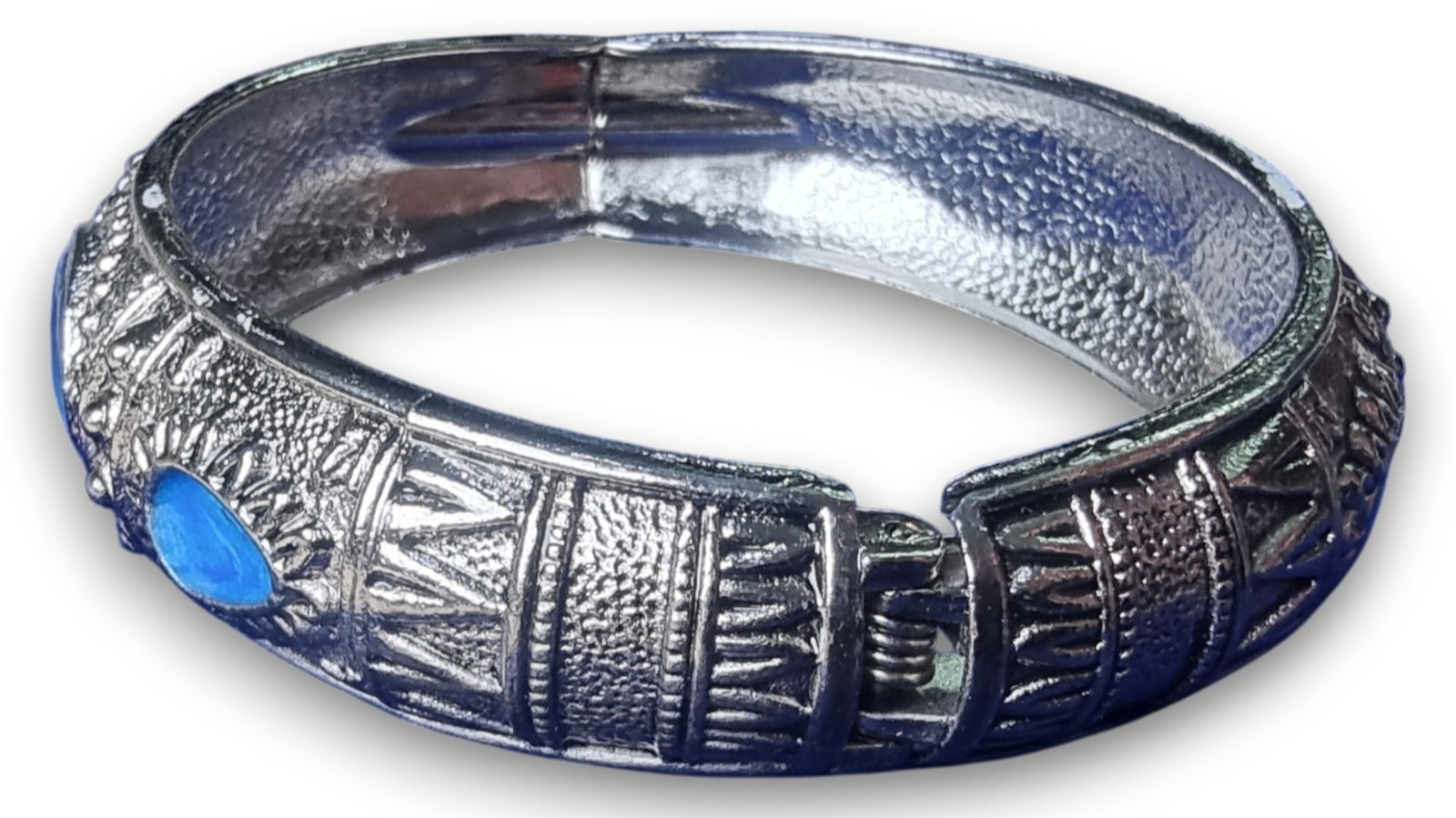 Boho Stackable Bangles Set Multi Color Enamel Blue Cabochon Bracelets VTG Style
