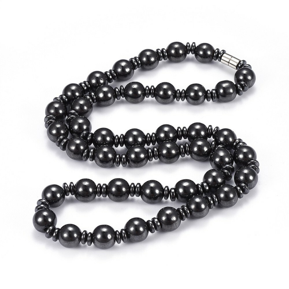 Magnetic Hematite Set Bracelets Necklace Magnetic Clasps 25.1″ P691