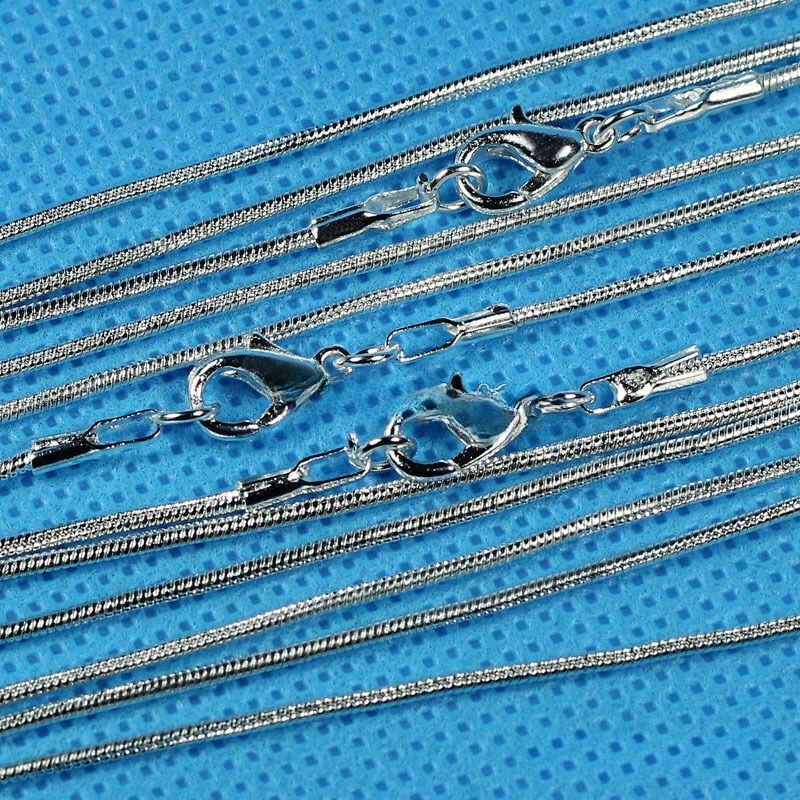 Wholesale 10/20/100pcs Silver Plated 1.2mm Snake Chain Necklace 16-30“
