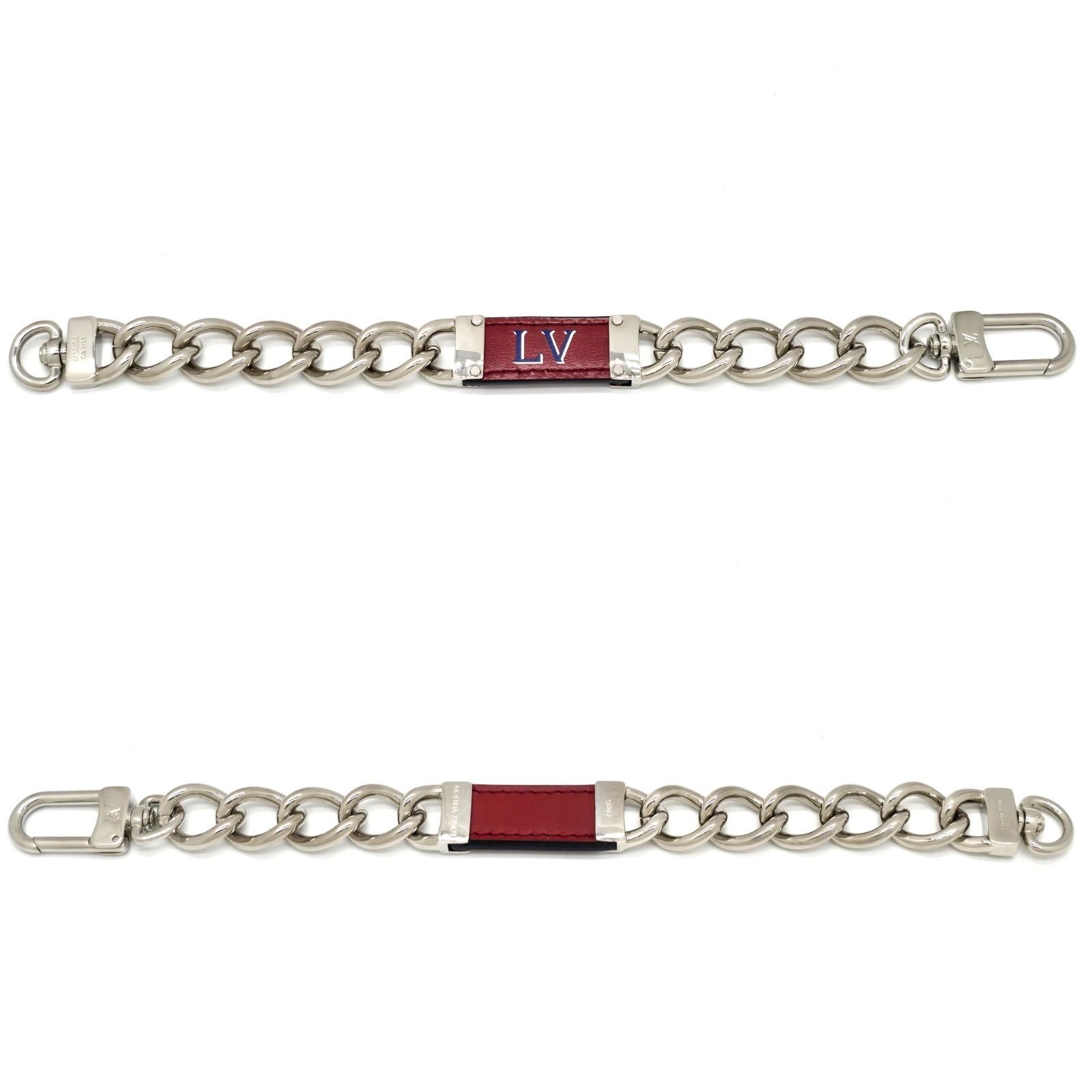 Louis Vuitton My LV Chain Bracelet Leather Red Silver M68105 Made in Italy