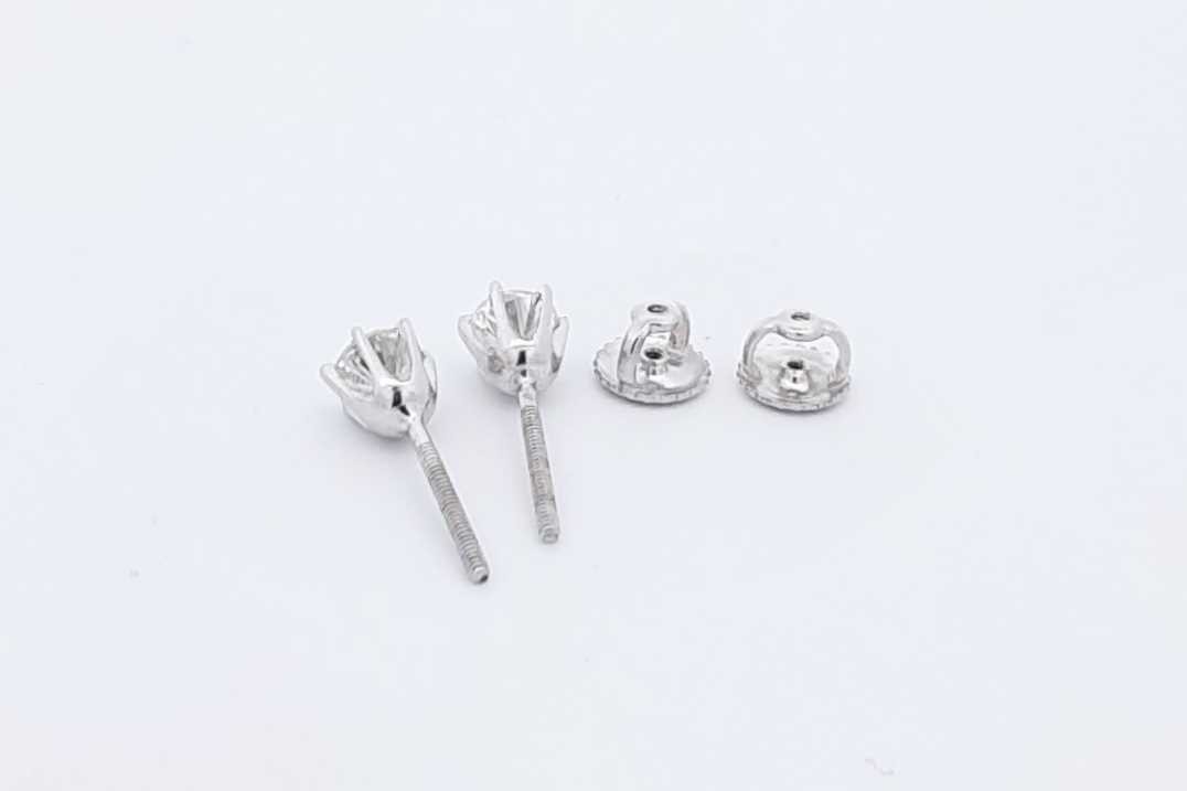 0.7cttw Diamond Stud Screwback Earrings In 14k White Gold 1.3 Grams Eb0526prxdu