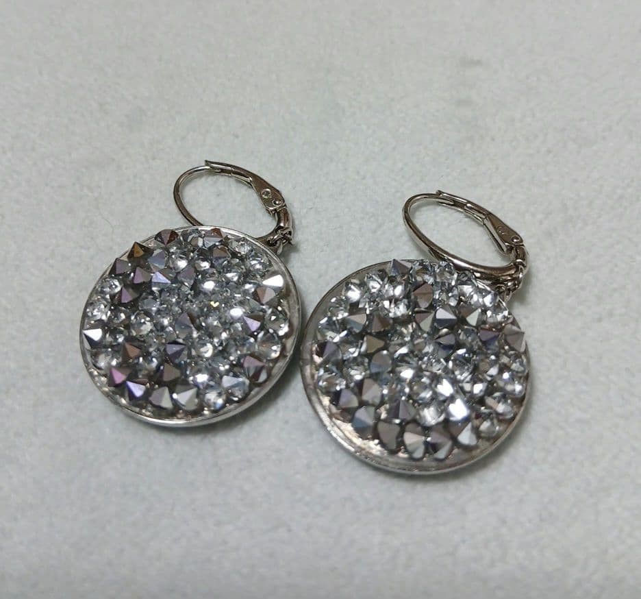 Swarovski Earrings Silver with Dangle Design Rare Used Not Specified