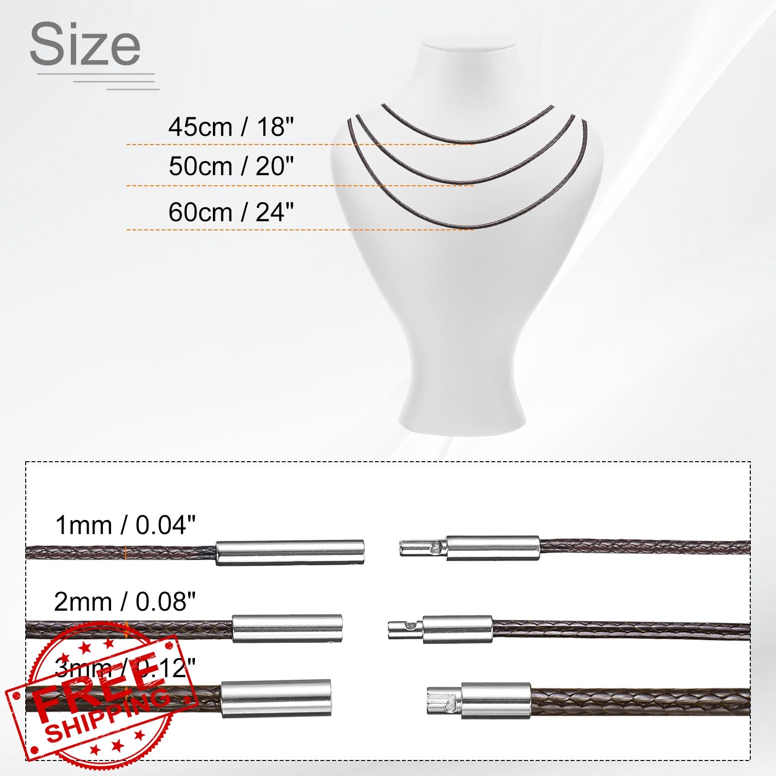 uxcell Leather Cord Necklace Coffee 1mm 20 Inch