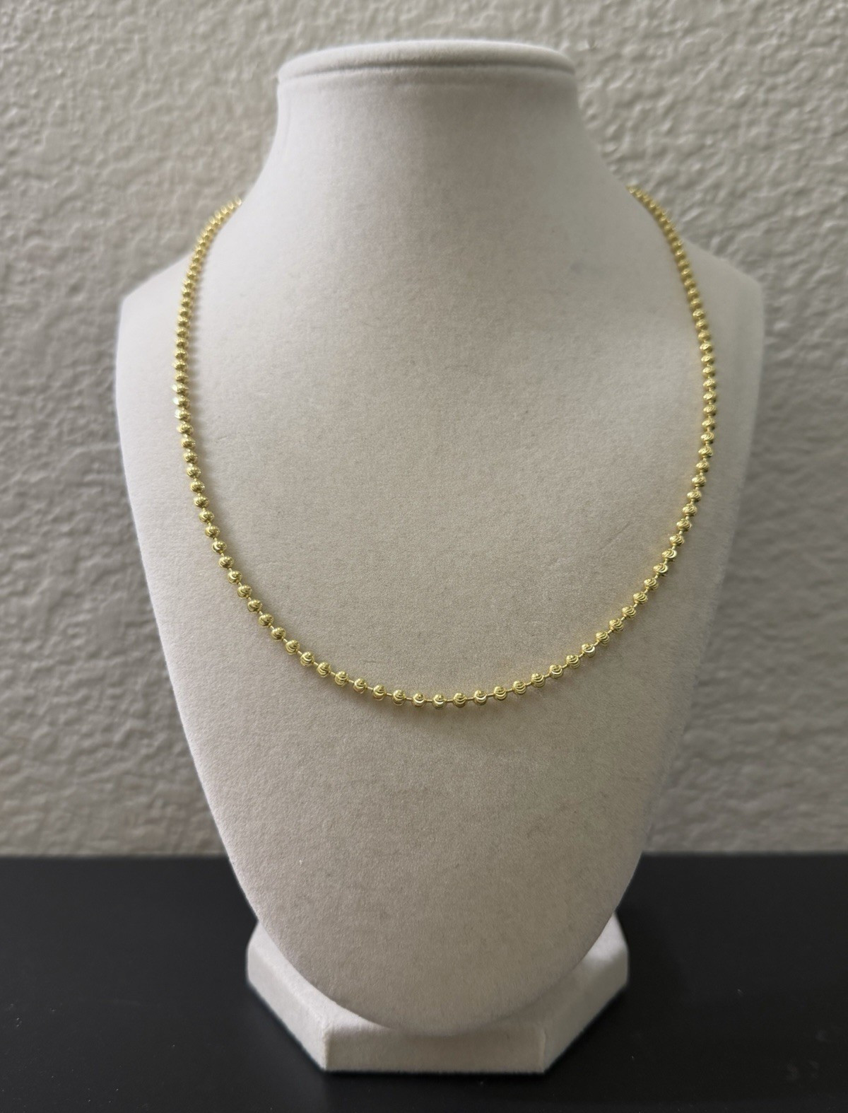 20 inch 3mm – Gold Over 925 Sterling Silver Mooncut Bead Chain