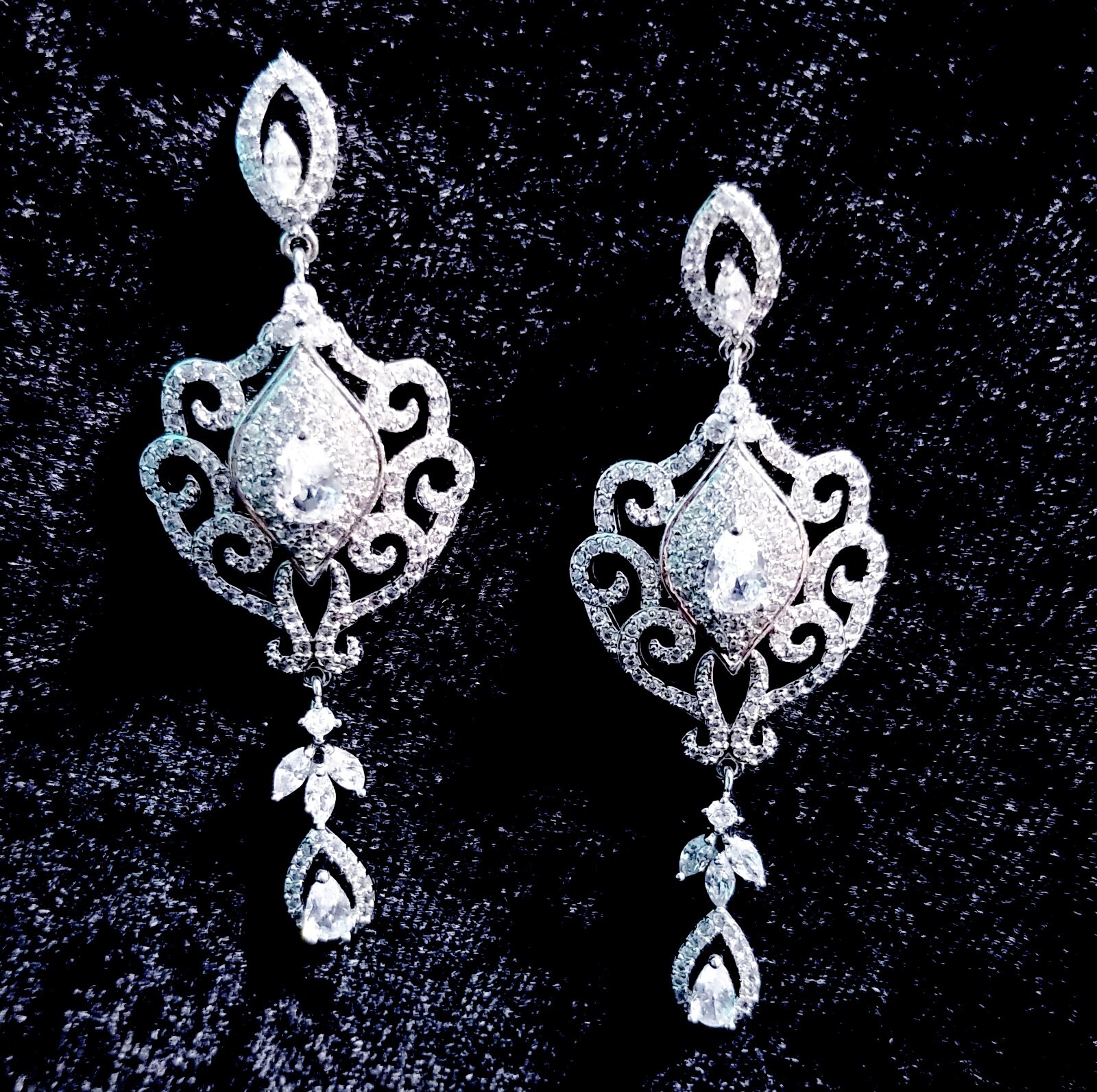 Chandelier Rhinestone Crystal Pageant Bridal Earrings Clear Drop Dangle 2.3 inch