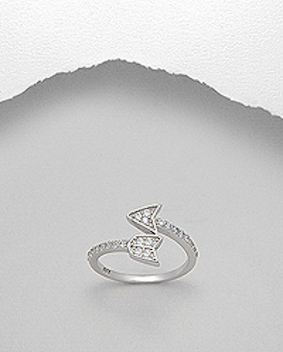 Solid Sterling Silver Cupids Love Pave CZ Arrow Ring Band 13mm Wide Size 6.25