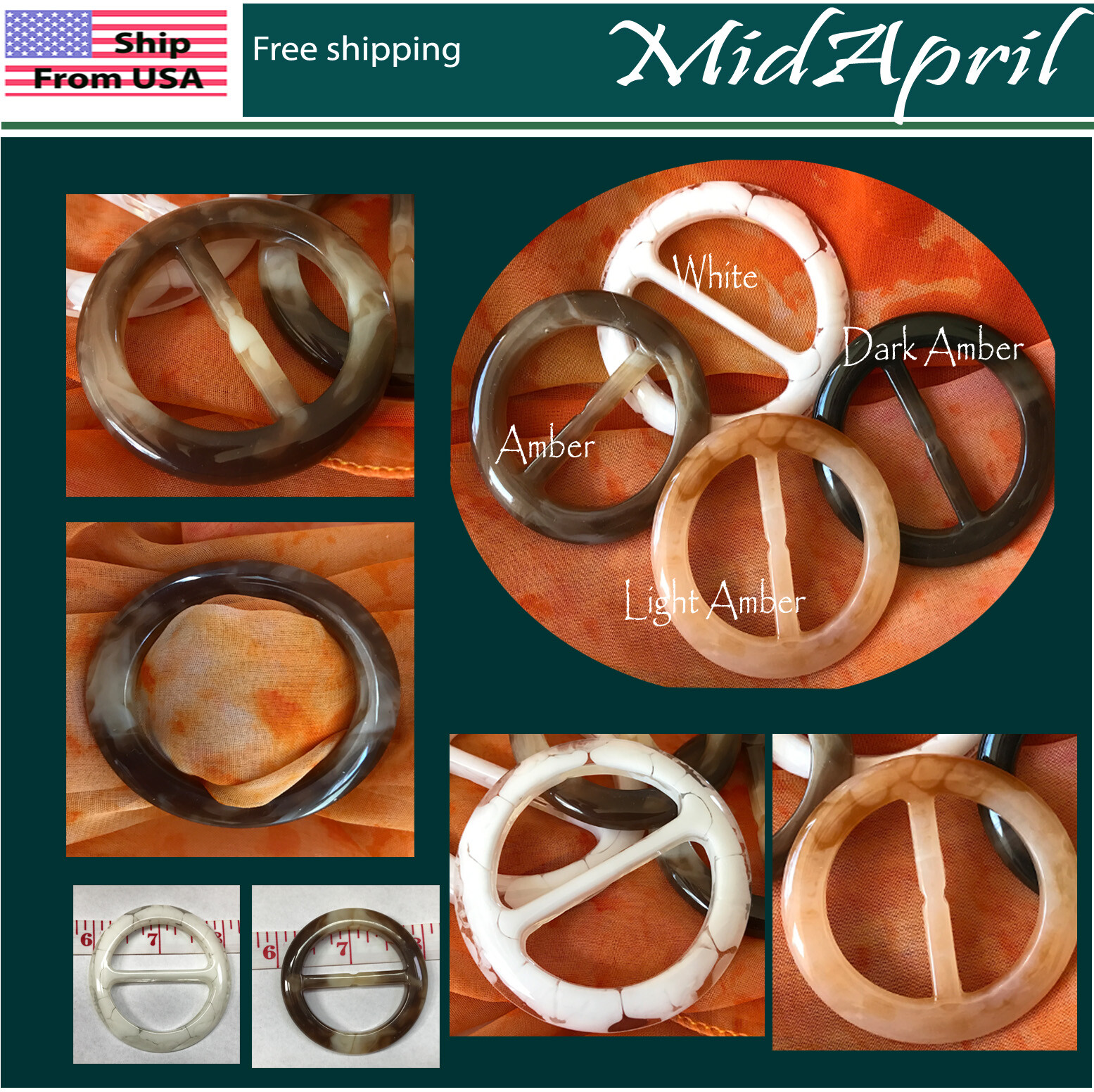 Silk Scarf Buckle / T-Shirt Scarf Buckle / Resin Buckle – US seller