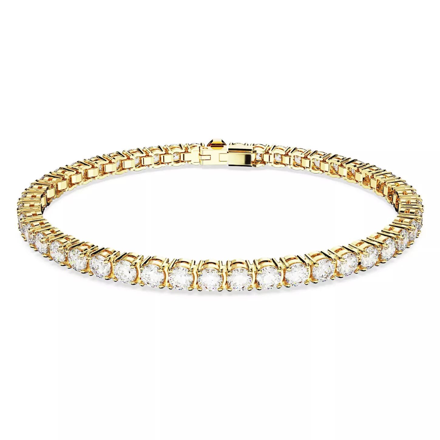 Swarovski Matrix Tennis Bracelet Round Cut White Gold-Tone Plated (Size M)