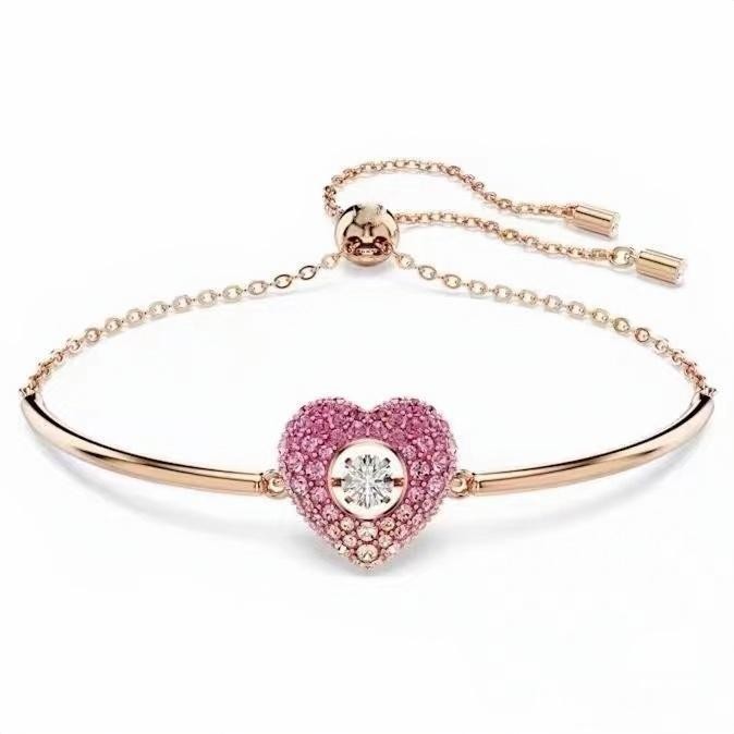 Swarovski Hyperbola bracelet Heart-shaped, blue, rhodium-plated