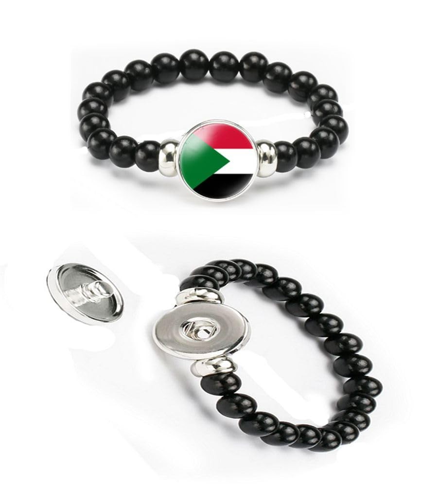 Sudan Sultan Flag Bracelet Elastic Rope Beaded Bracelet Support Your Country Tra