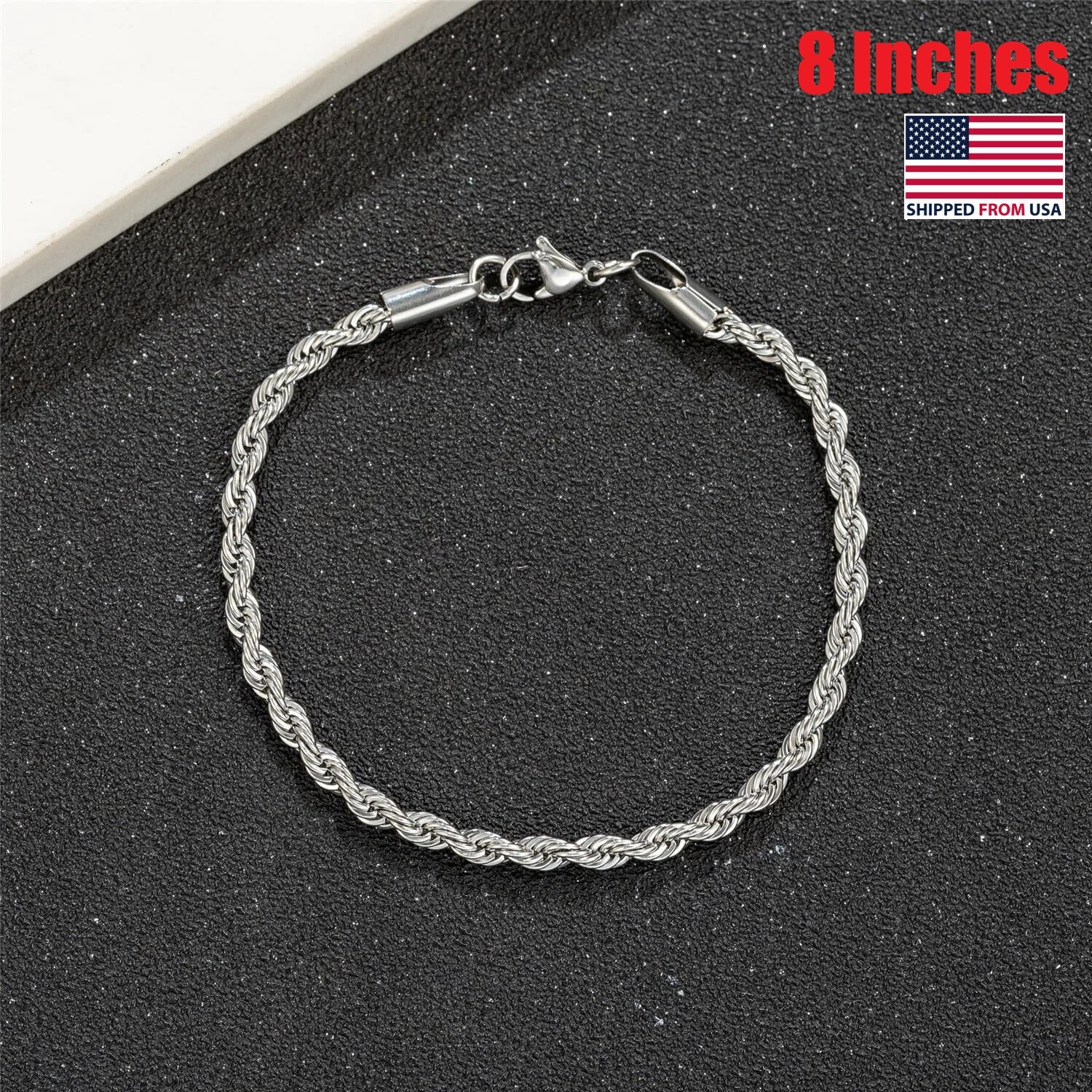 925 Sterling Silver 4MM Twisted Rope Bracelet for Women Men Chain Jewelry Gifts