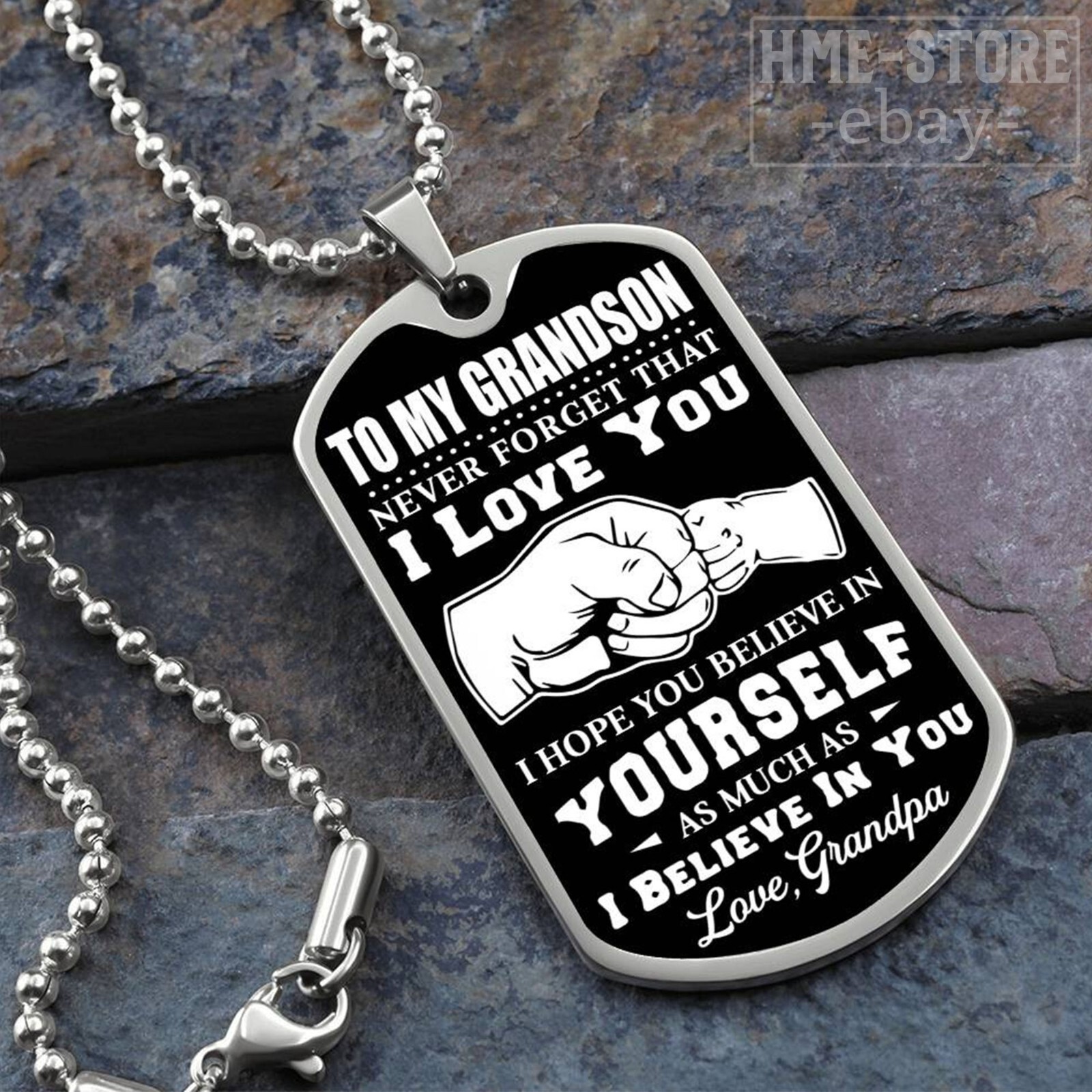 For My Grandson Dog Tag Necklace From Grandpa Birthday Graduation Grandson Gifts