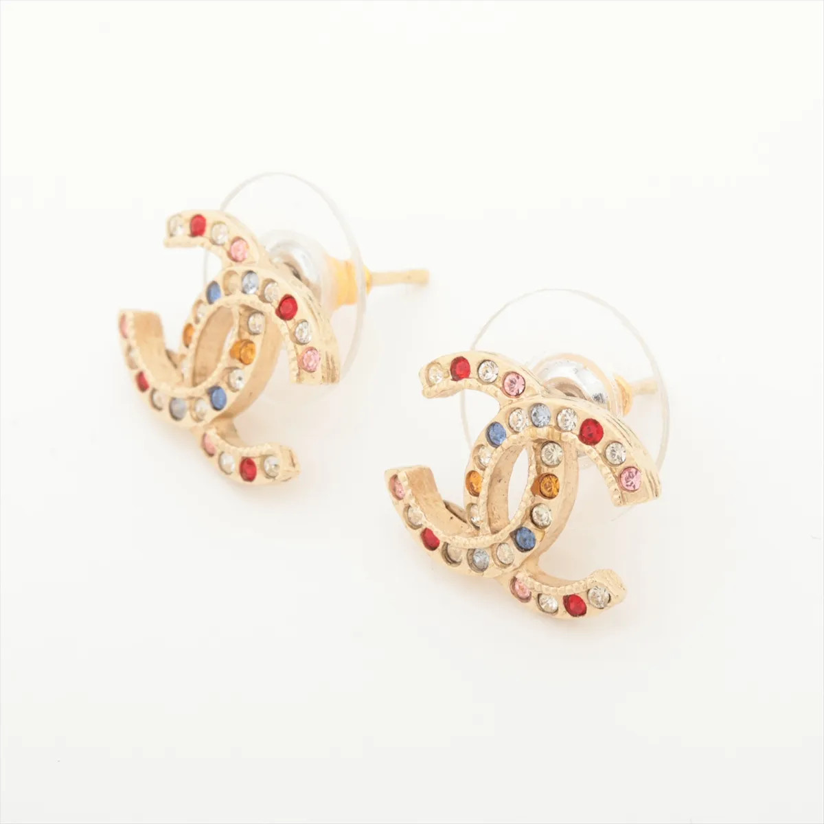 Chanel Coco Mark A20C Piercing jewelry (for both ears) GP×Rhinestone Gold