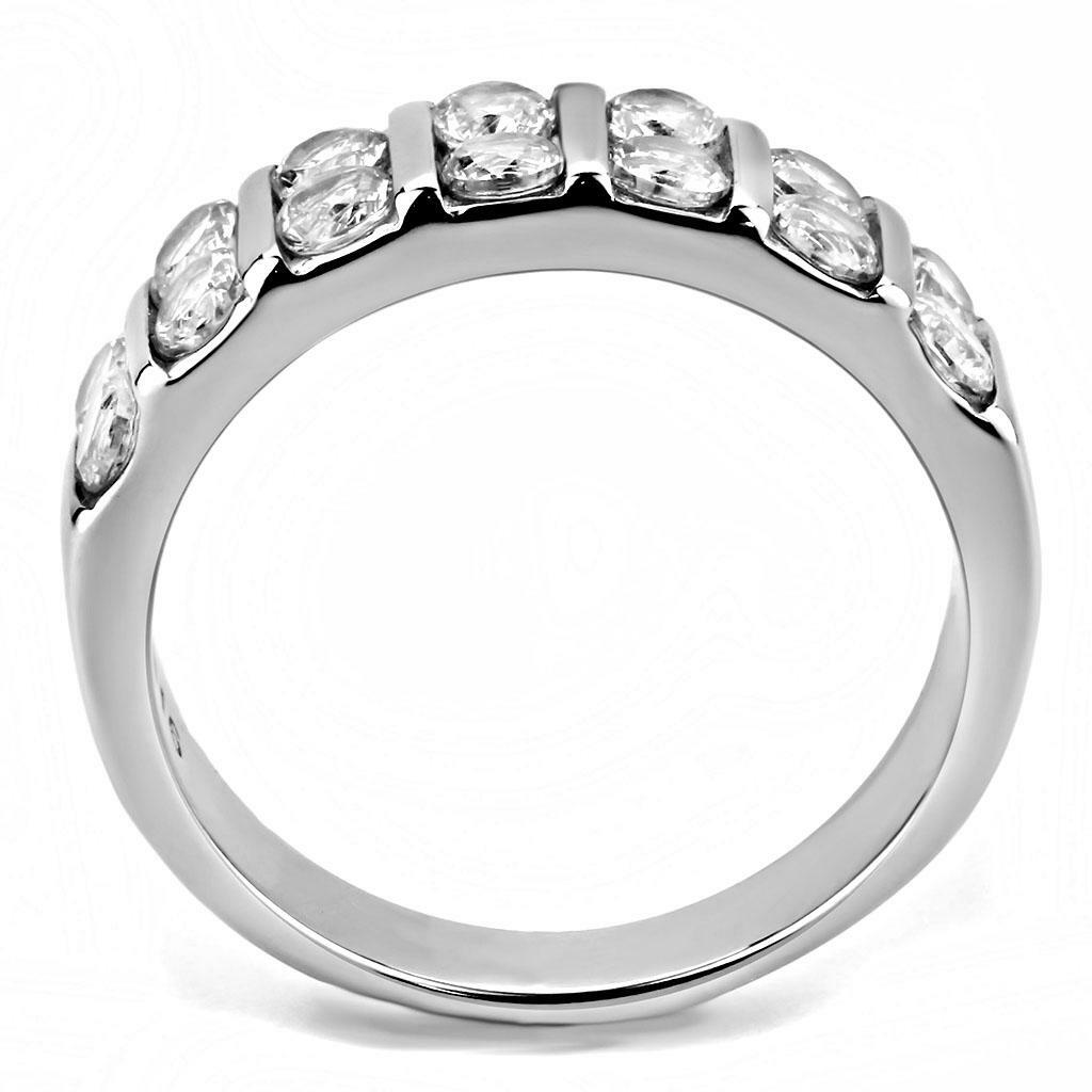 TK3504 – High polished (no plating) Stainless Steel Ring with AAA Grade CZ in