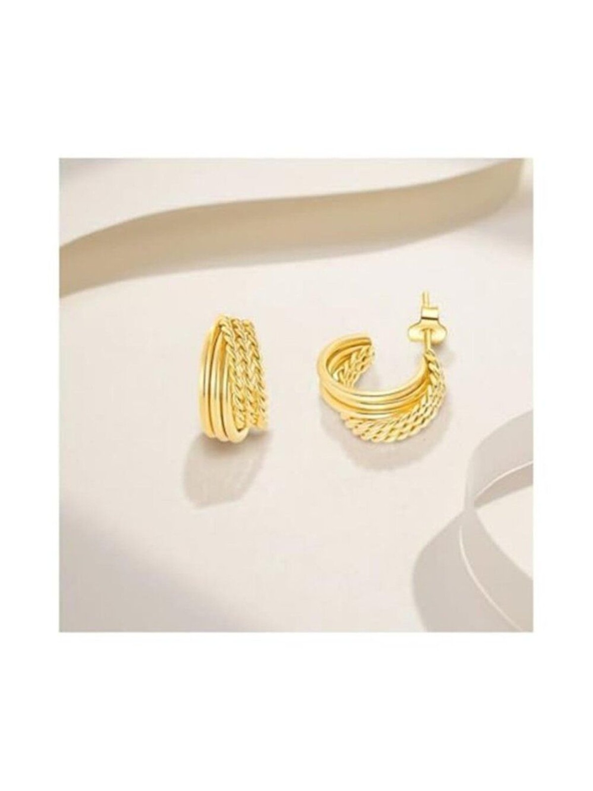 Adult Hook Earrings Silver with Gold Plating 1 Pair