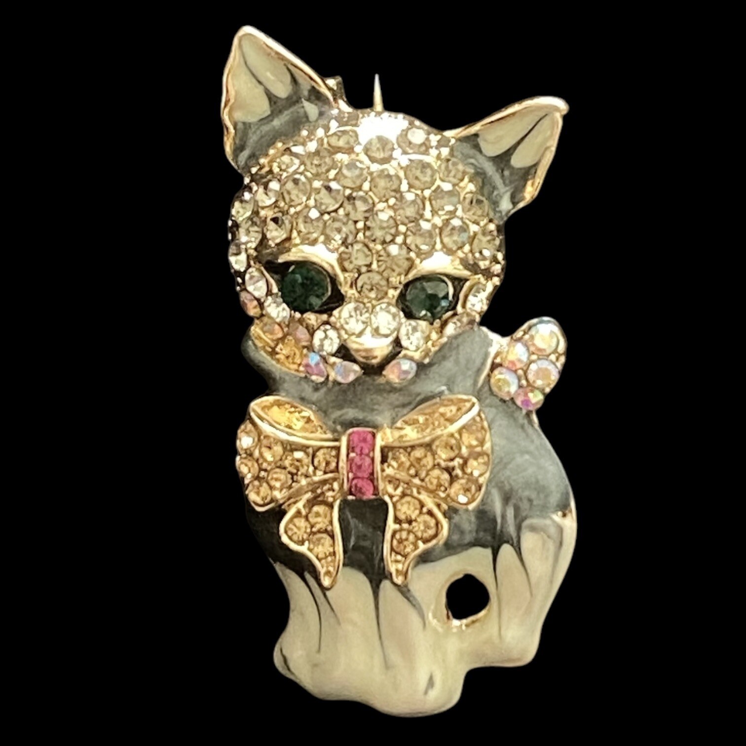 Cat Brooch Women Clothing Accessories Rhinestones Jewelry Used Metal Colorful