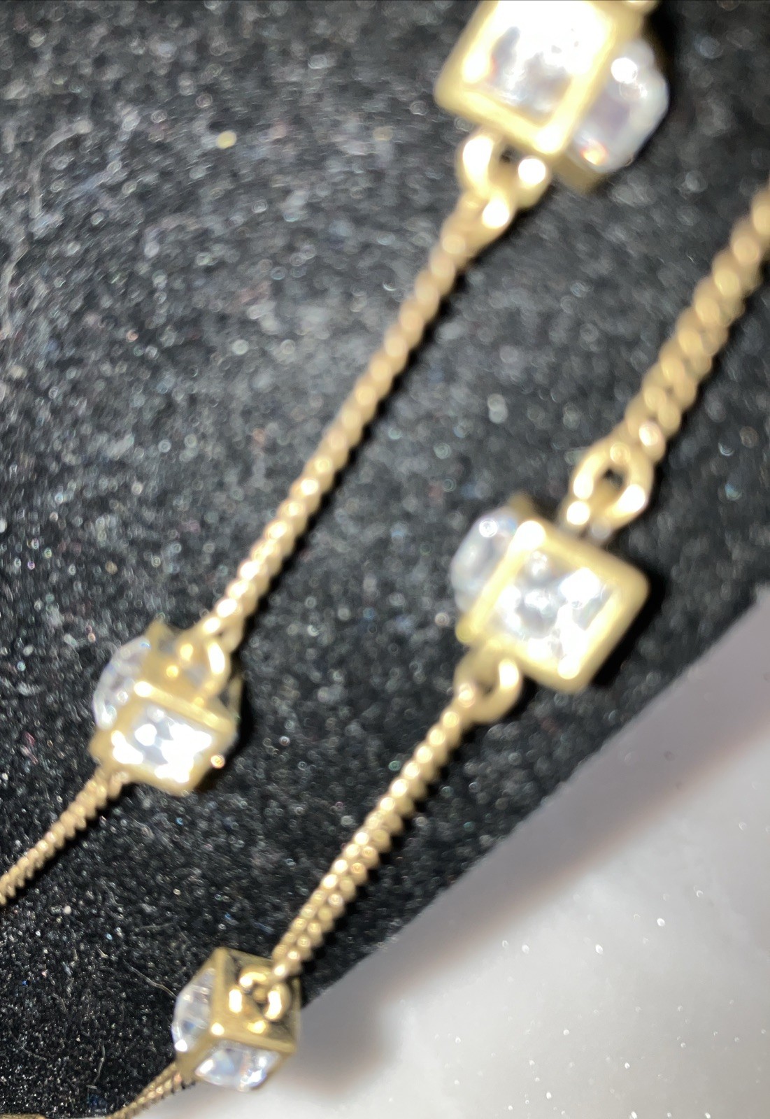 lea sophia 43” Gold Tone Chain Necklace With Glass Crystals In Gold Tone Cubes