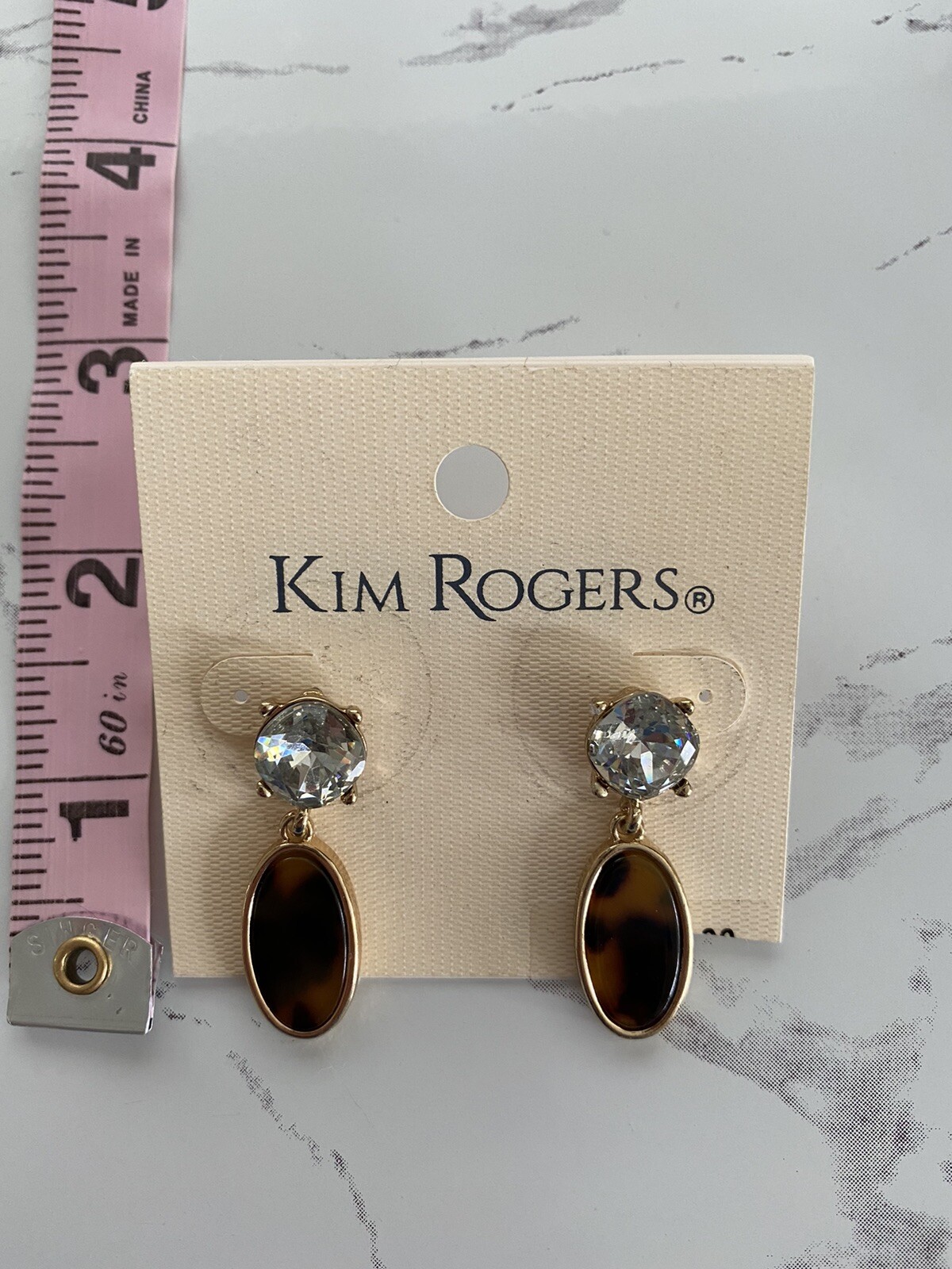 Kim Rogers Dangle/Drop Earrings-Light Blue/Brown-NWT