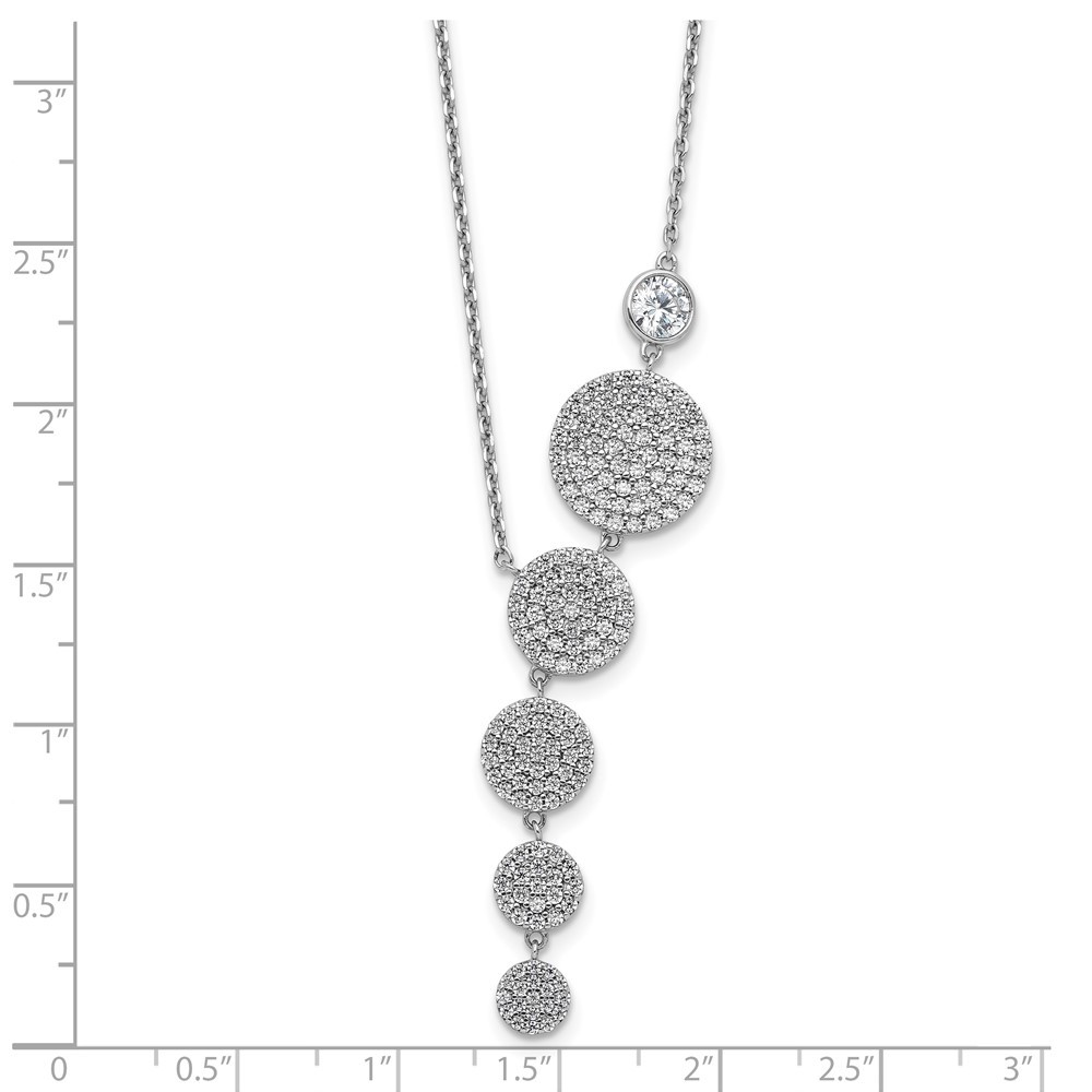Sterling Silver Cubic Zirconia 178 Stone Circle Drop Necklace 16″ w/2in ext.