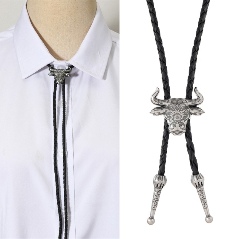 Unisex Necklace Lightweight Metal Cattle Charm Durable PU Leather Rope Accessory