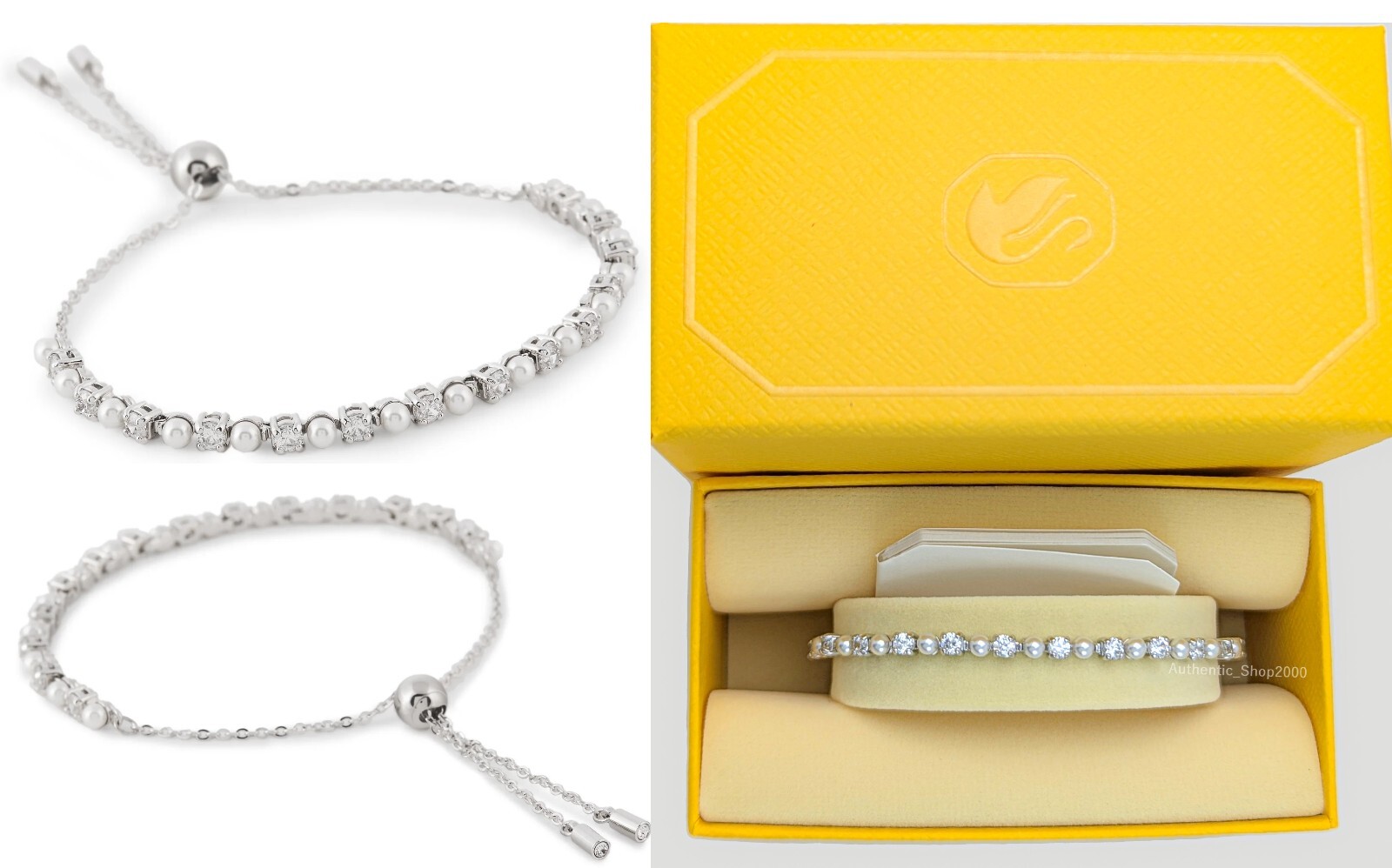 NEW 100% Authentic SWAROVSKI White Crystal Pearls Matrix Tennis Bracelet 5689633
