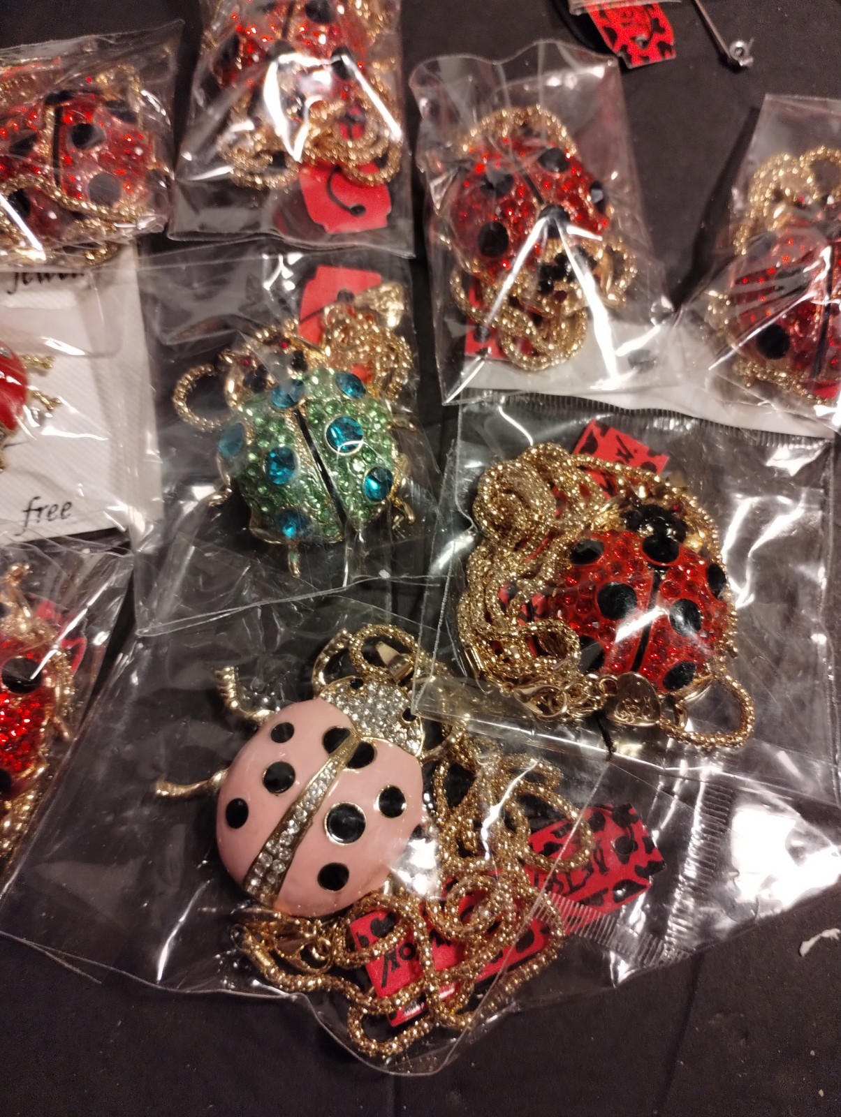 BETSEY JOHNSON Rhinestone novelty pendant necklaces/ Pins Wholesale lot Of 25