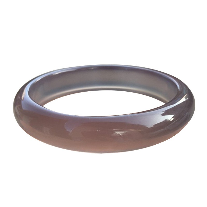 Natural smoky gray ice se*ed widened and thickened agate and chalcedony bracelet