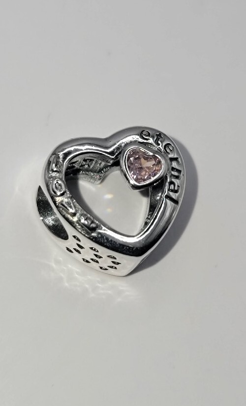 🔅 New 925 Sterling Silver Sparkling Eternal LOVE Heart Charm