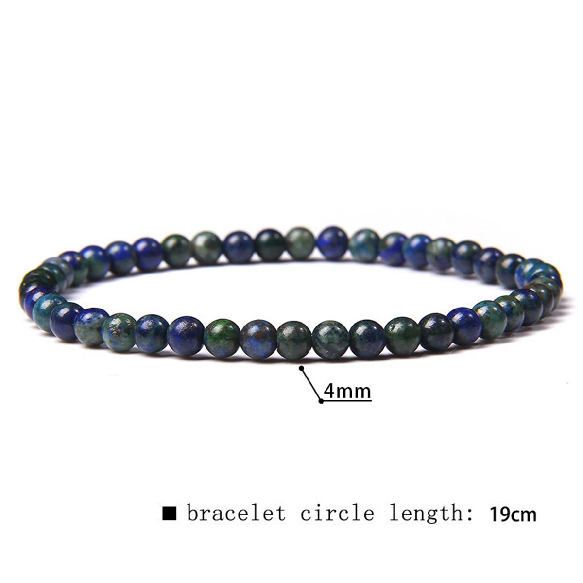 Azurite Malachite Gemstone Stretch Dainty Bracelet Minimalist 4mm Round Beads